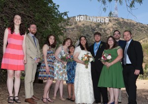 Wedding Party under Hollywood Sign